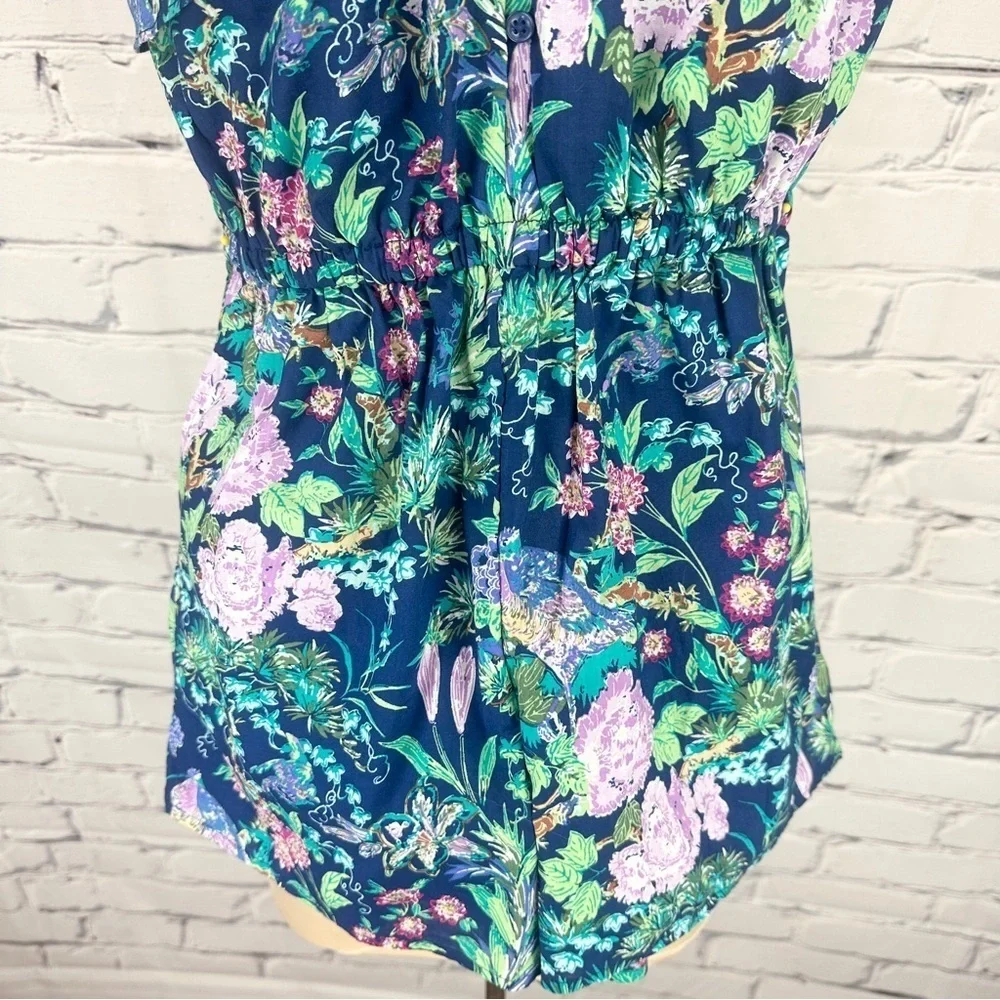 Janie and Jack NWT Floral Halter Romper Blueprint Floral Girls Size 12 Tropical